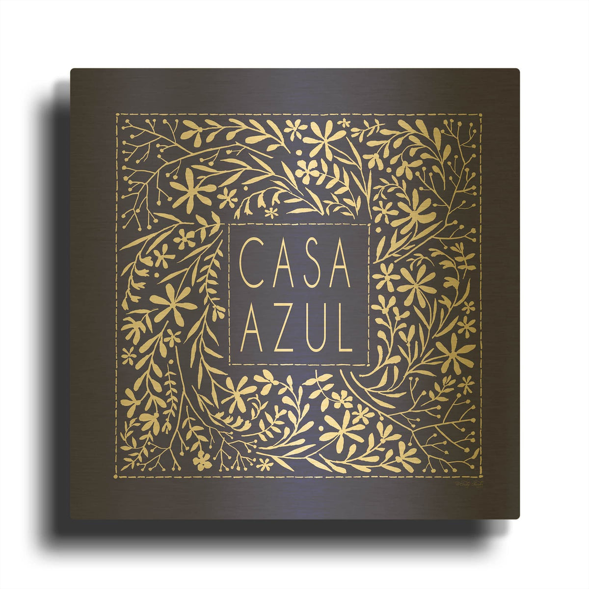 'Casa Azul' By Cindy Jacobs Gold Metal Wall Art