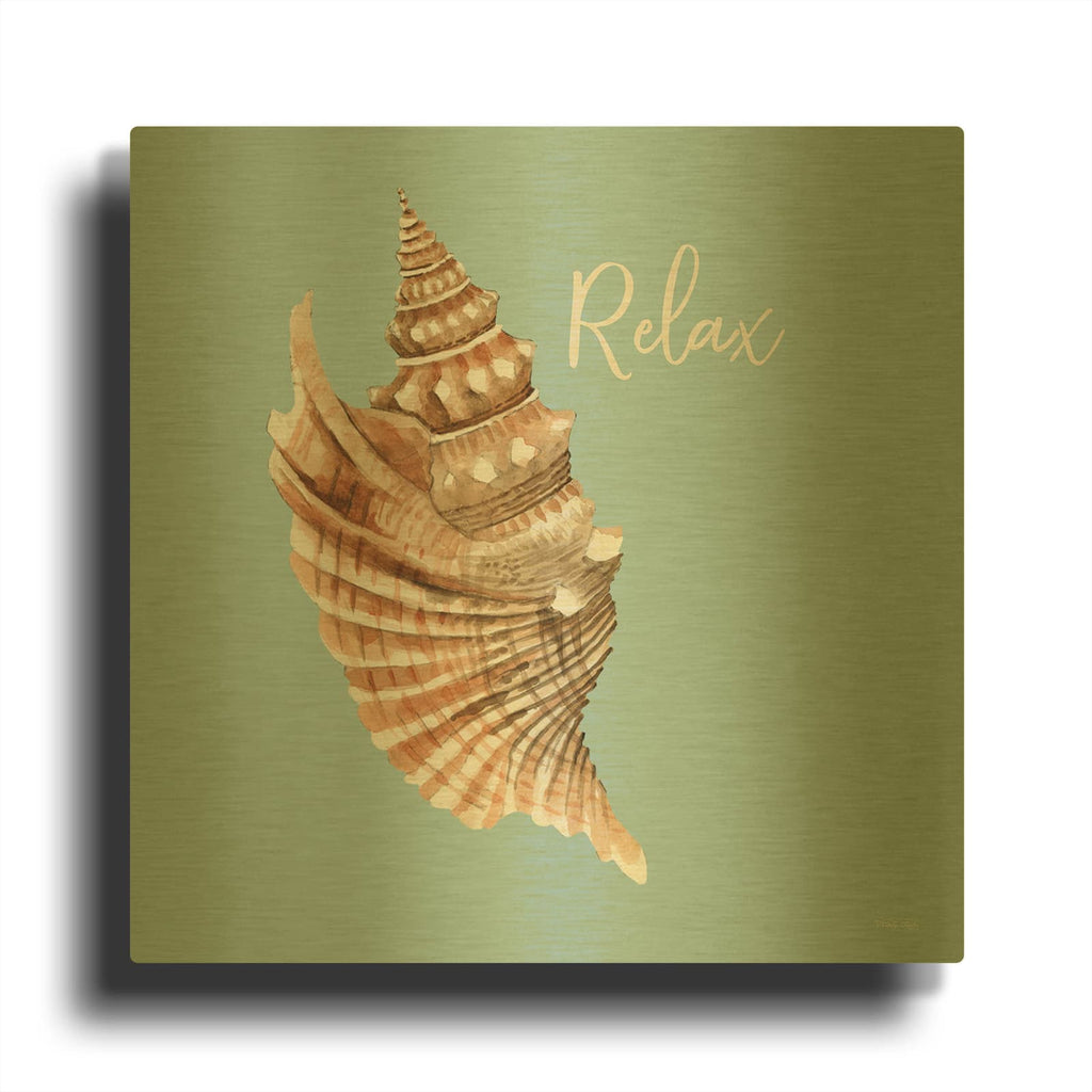 'Relax Seashell' By Cindy Jacobs Gold Metal Wall Art