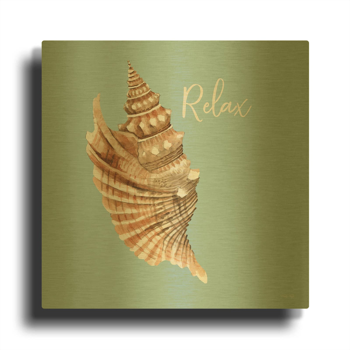 'Relax Seashell' By Cindy Jacobs Gold Metal Wall Art