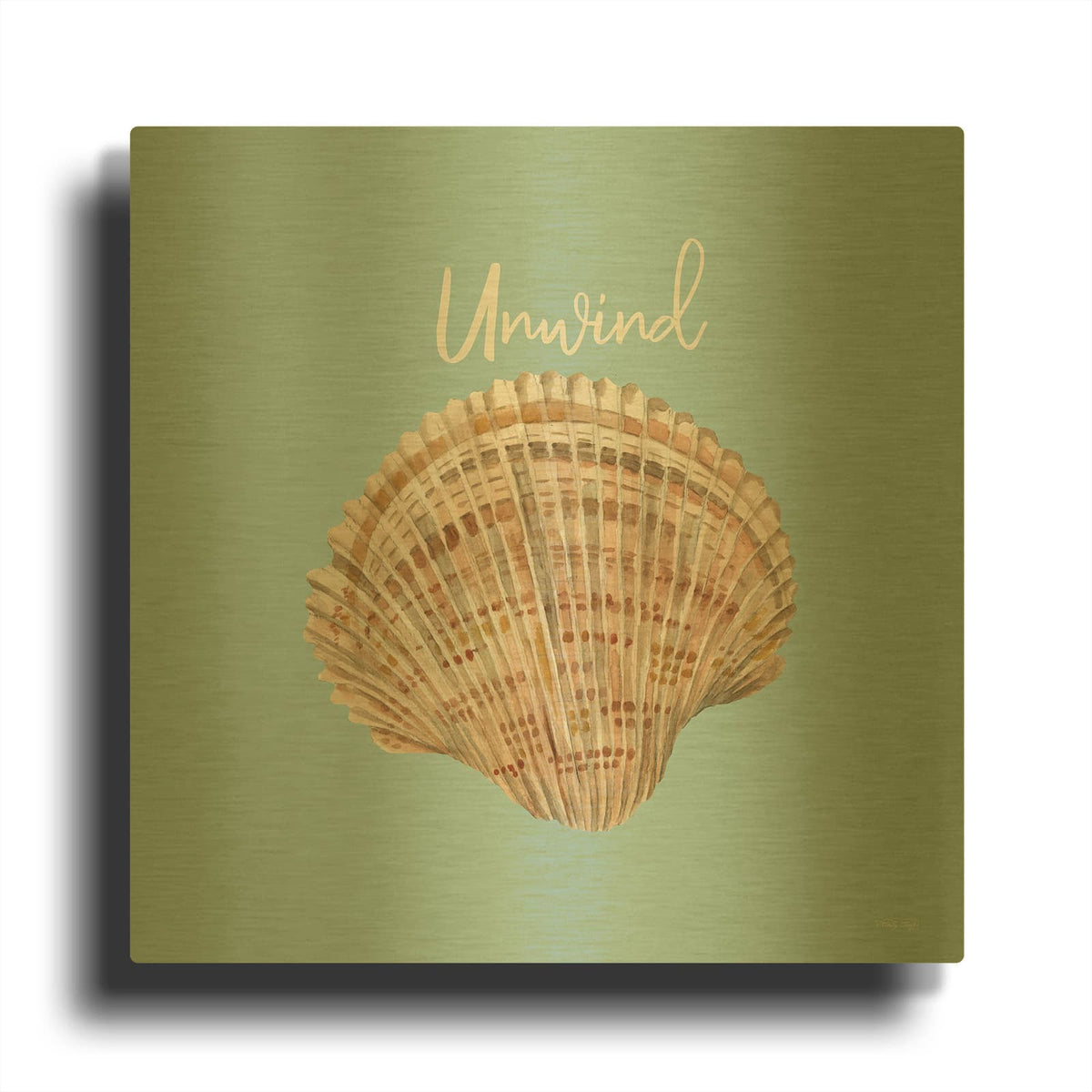 'Unwind Seashell' By Cindy Jacobs Gold Metal Wall Art