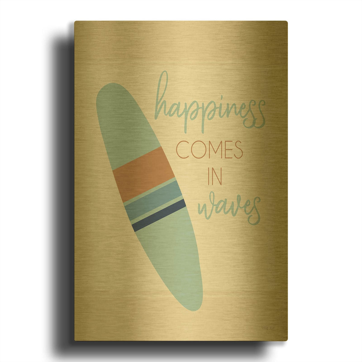 'Happiness Comes in Waves' By Cindy Jacobs Gold Metal Wall Art