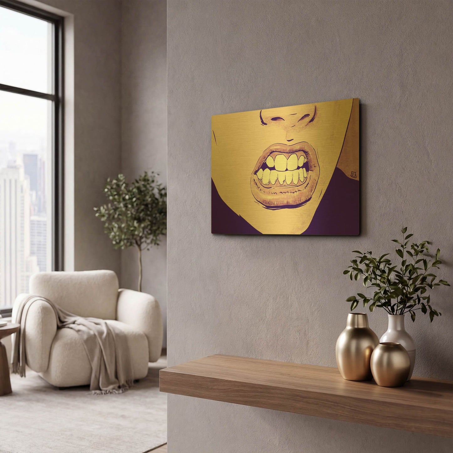 'GRRR' By Giuseppe Cristiano Gold Metal Wall Art
