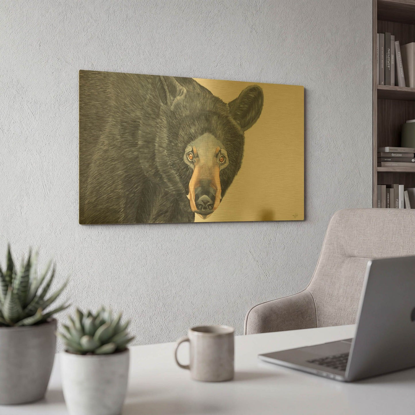 'Black Bear' By Diane Fifer Gold Metal Wall Art