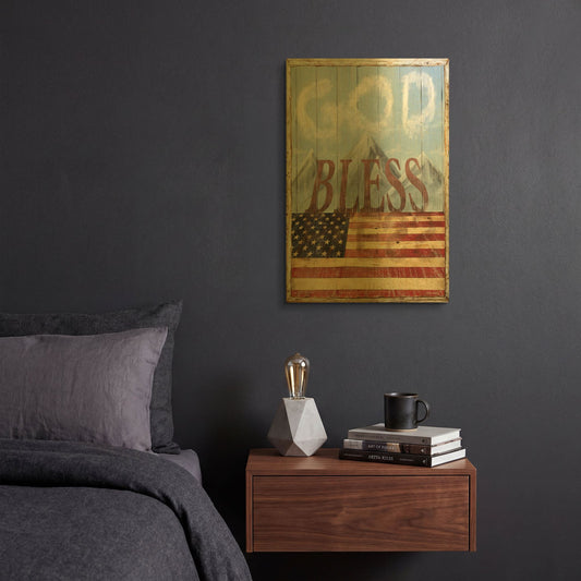 'God Bless America' By Ed Wargo Gold Metal Wall Art