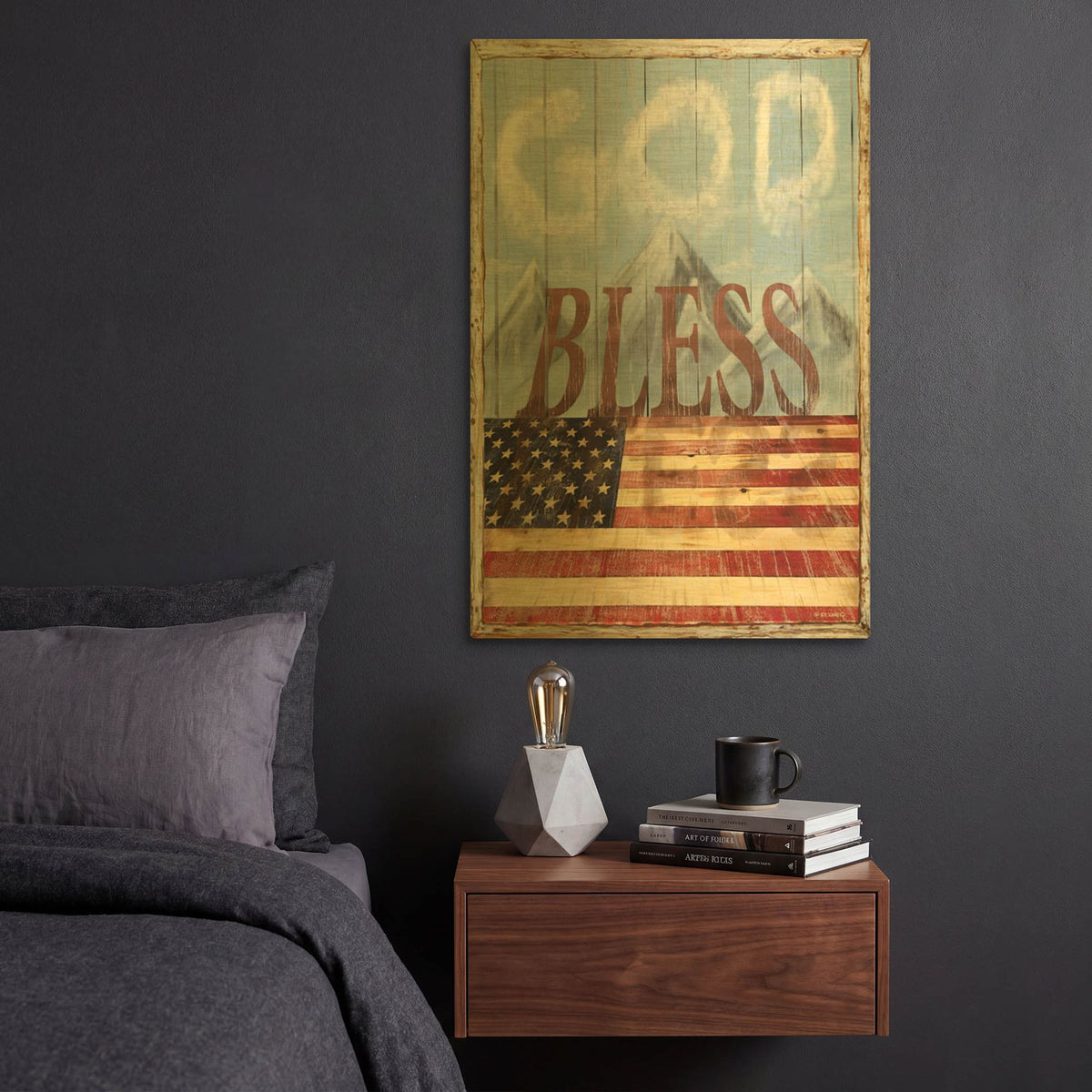 'God Bless America' By Ed Wargo Gold Metal Wall Art