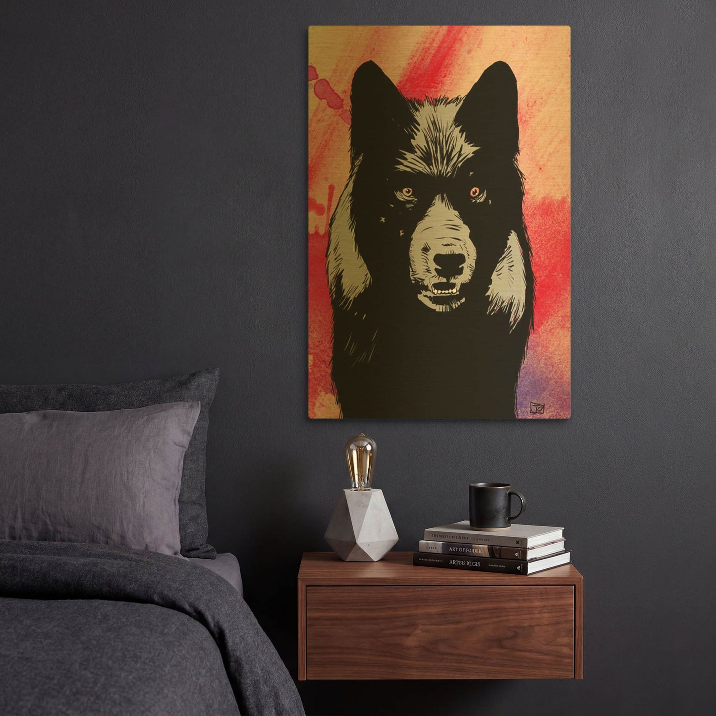 'Wolf' By Giuseppe Cristiano Gold Metal Wall Art