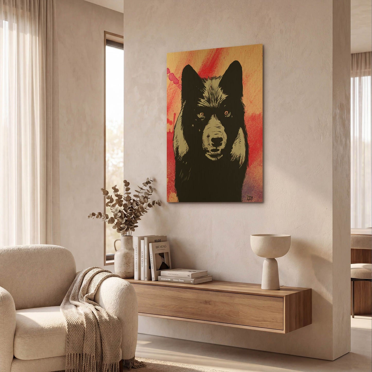 'Wolf' By Giuseppe Cristiano Gold Metal Wall Art