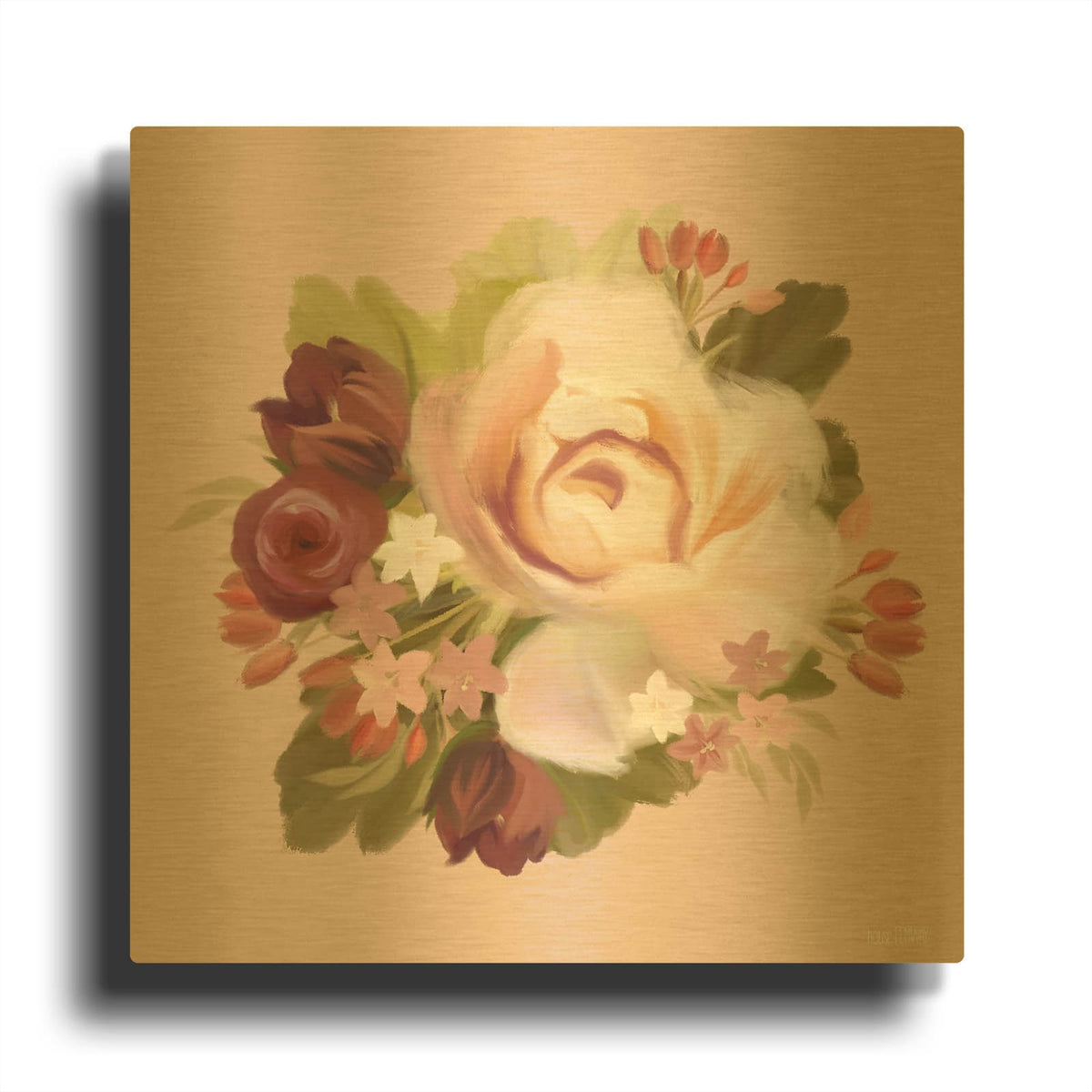 'Blush Blossoms' By House Fenway Gold Metal Wall Art