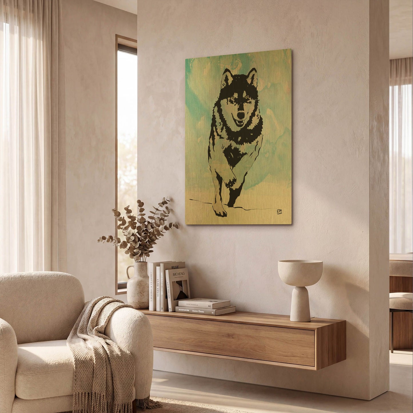 'Wolf 2' By Giuseppe Cristiano Gold Metal Wall Art