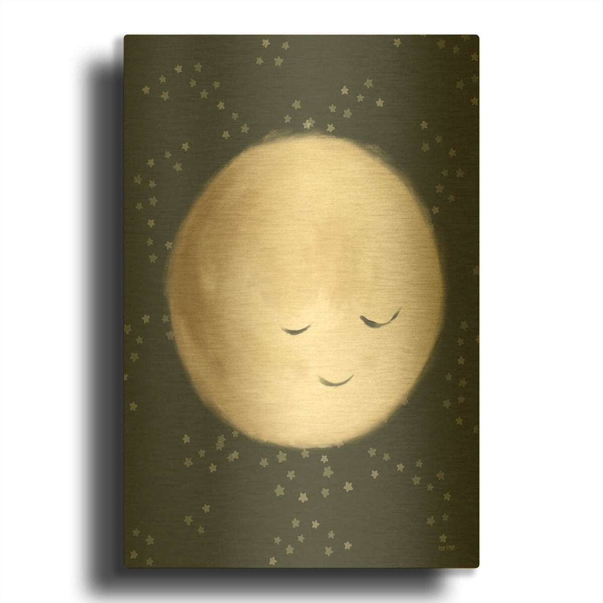 'Happy Little Moon II' By House Fenway Gold Metal Wall Art