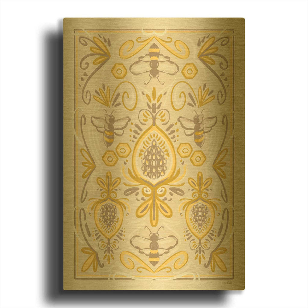 'Bumblebee Brocade' By House Fenway Gold Metal Wall Art