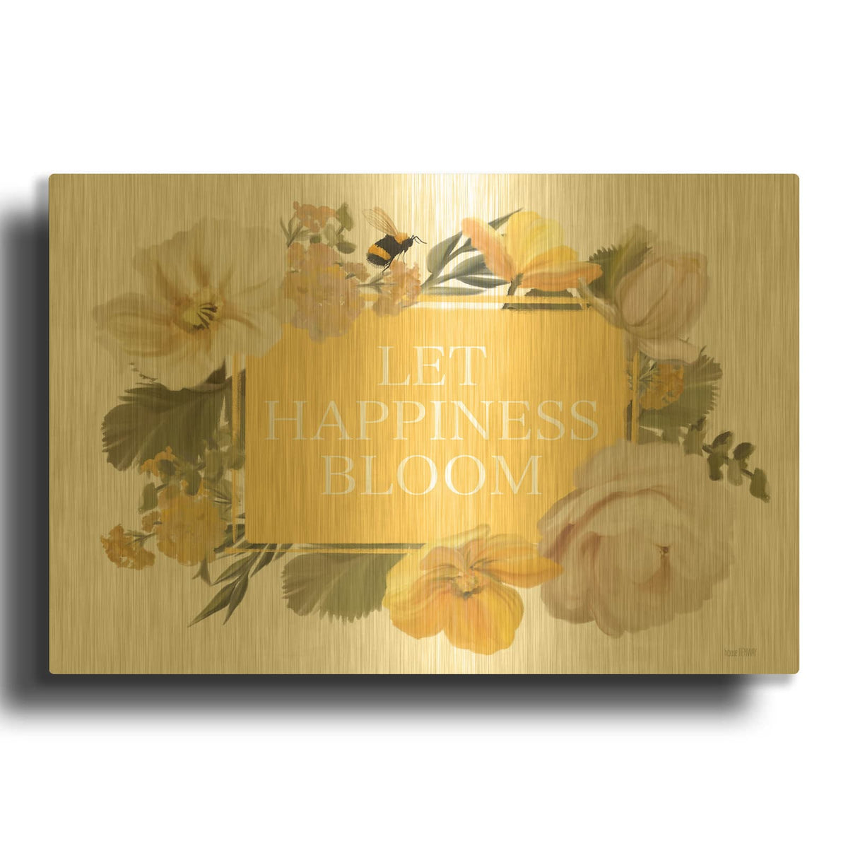 'Let Happiness Bloom' By House Fenway Gold Metal Wall Art