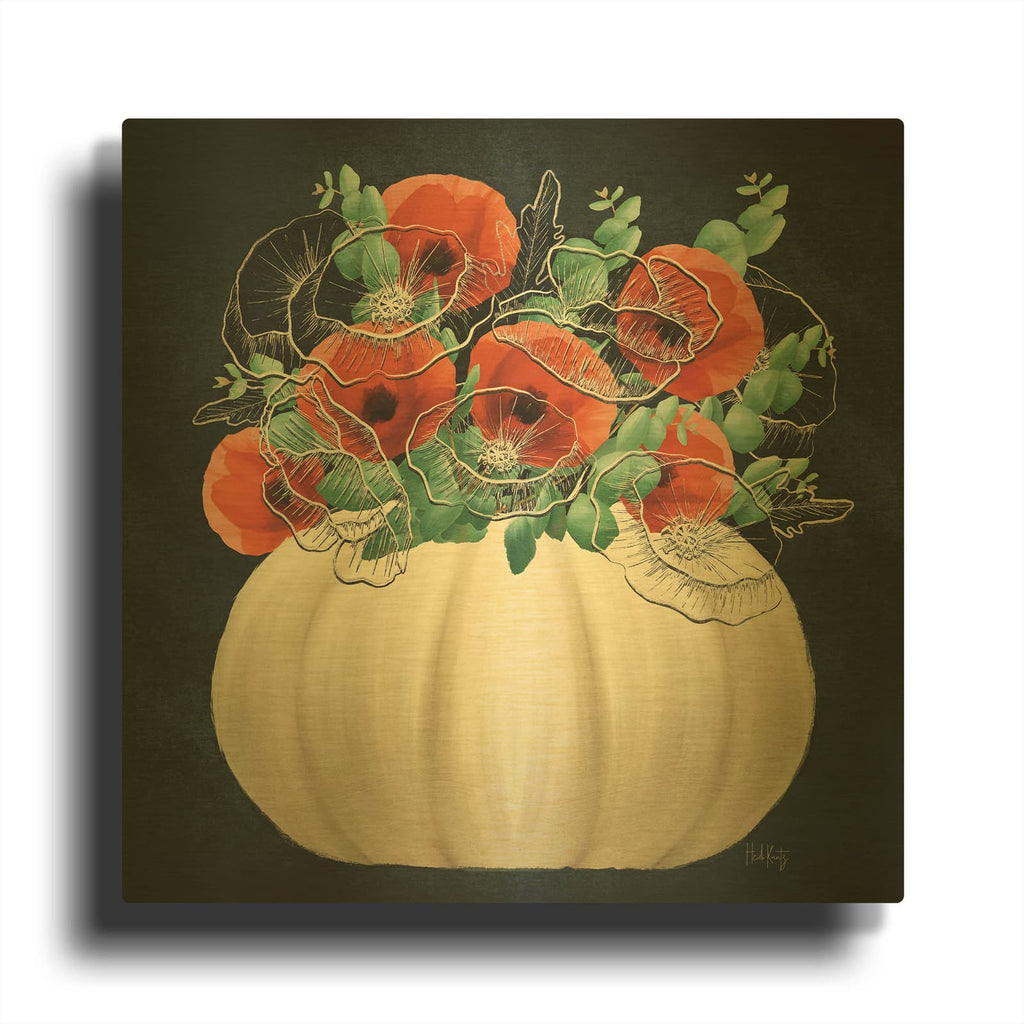 'Poppy Pumpkin' By Heidi Kuntz Gold Metal Wall Art