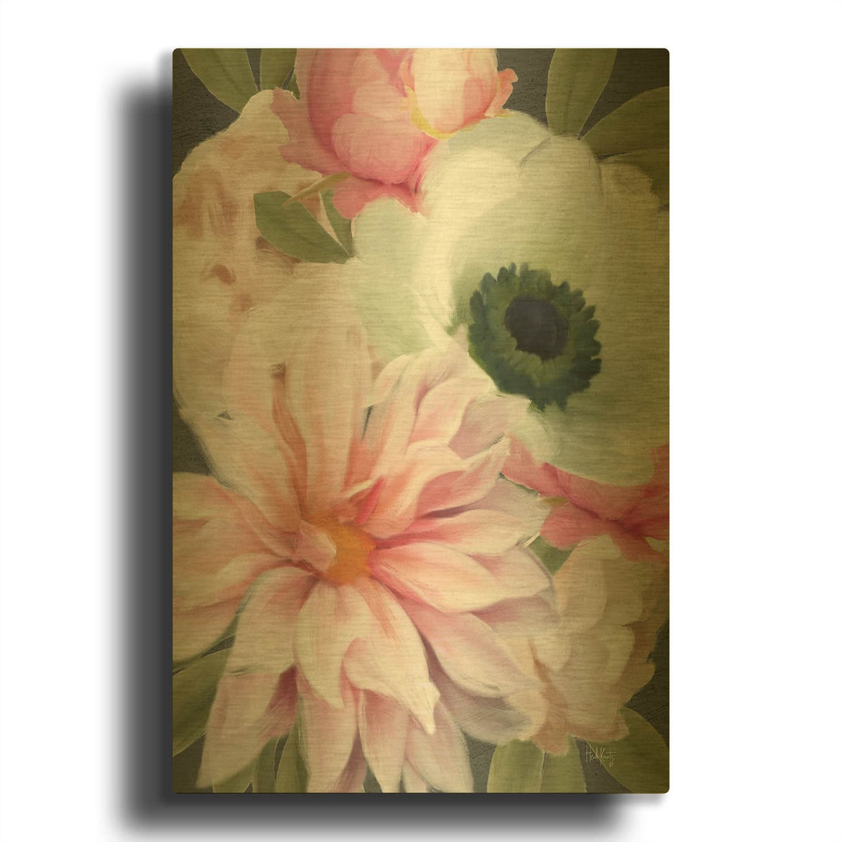 'Pink Spring Mix' By Heidi Kuntz Gold Metal Wall Art