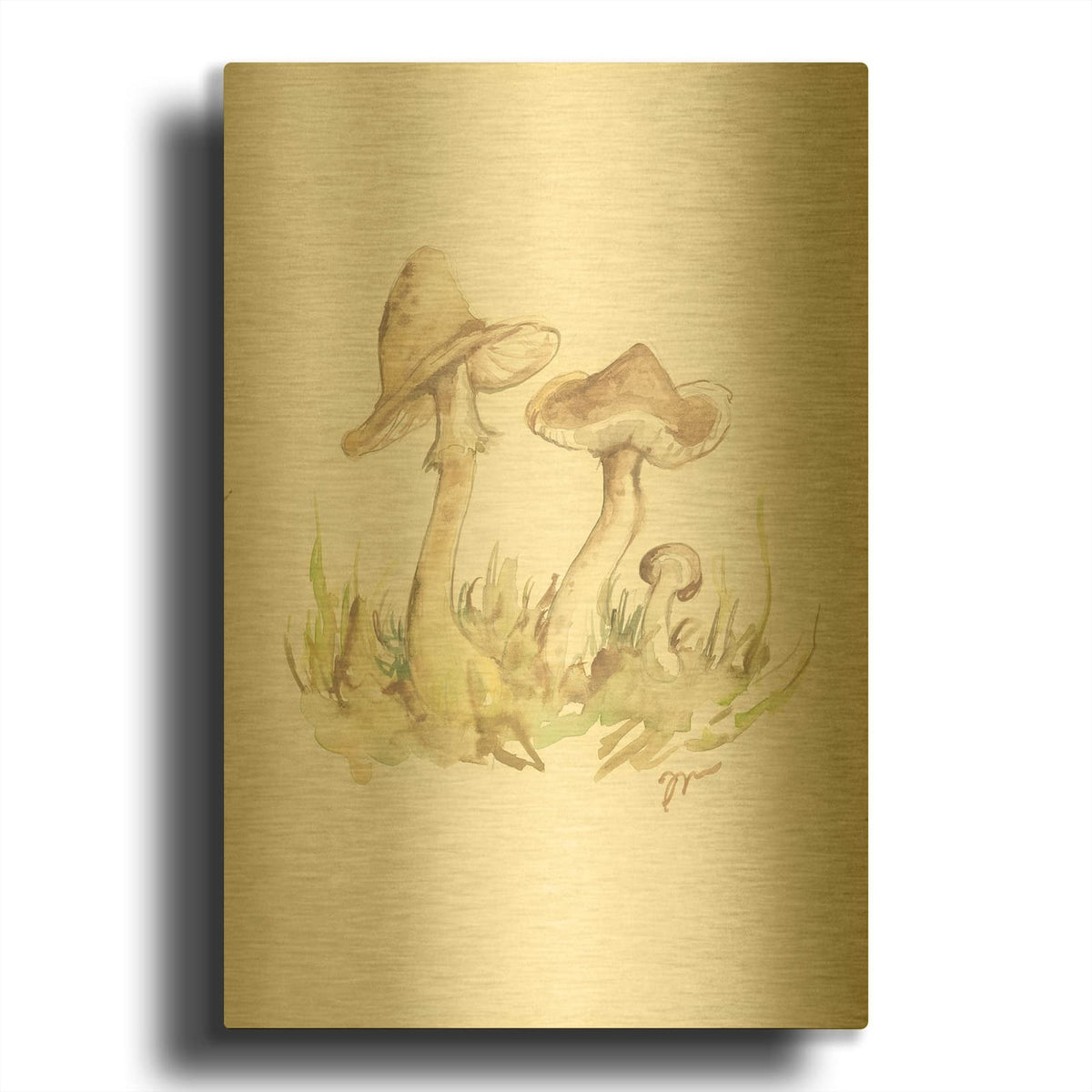'Fall Mushrooms' By Jessica Mingo Gold Metal Wall Art