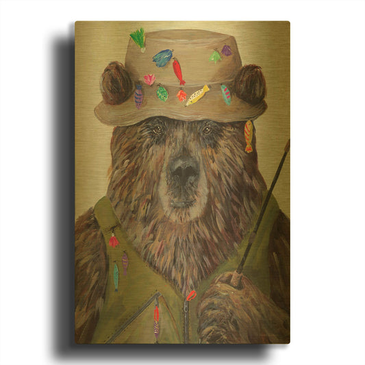 'Bear-ly a Bite' By Kamdon Kreations Gold Metal Wall Art
