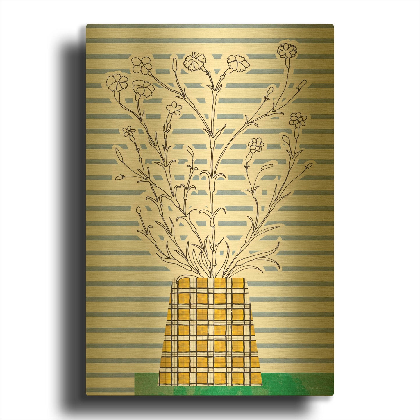 'Patch of Grass' By Kamdon Kreations Gold Metal Wall Art