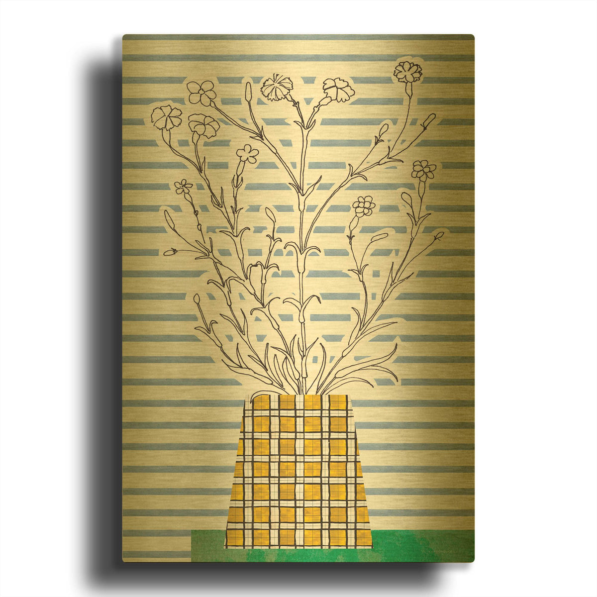 'Patch of Grass' By Kamdon Kreations Gold Metal Wall Art
