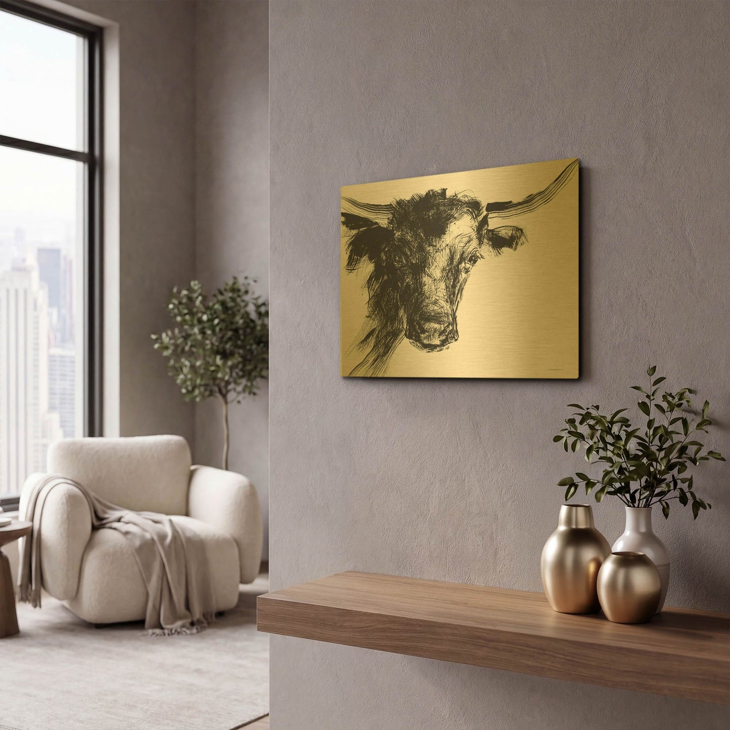 'Linear Growth' By Kamdon Kreations Gold Metal Wall Art