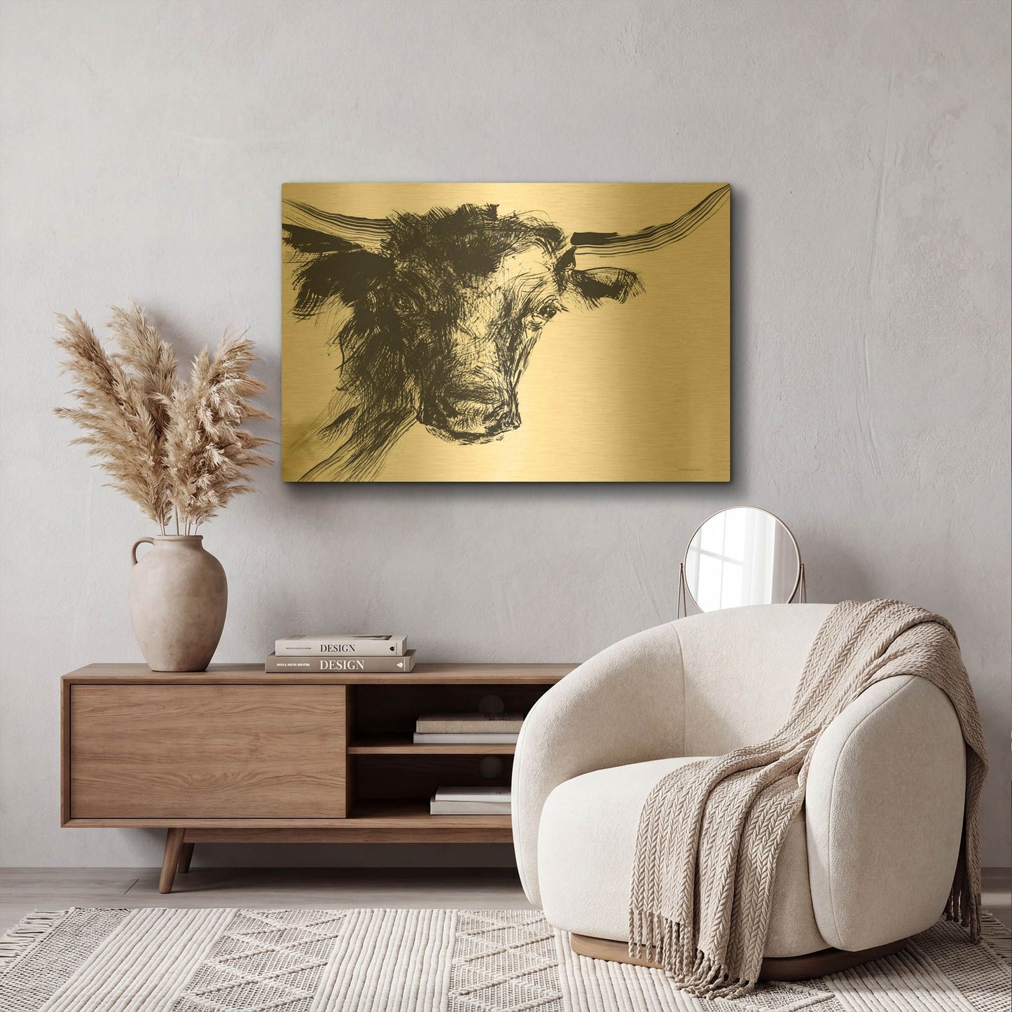 'Linear Growth' By Kamdon Kreations Gold Metal Wall Art