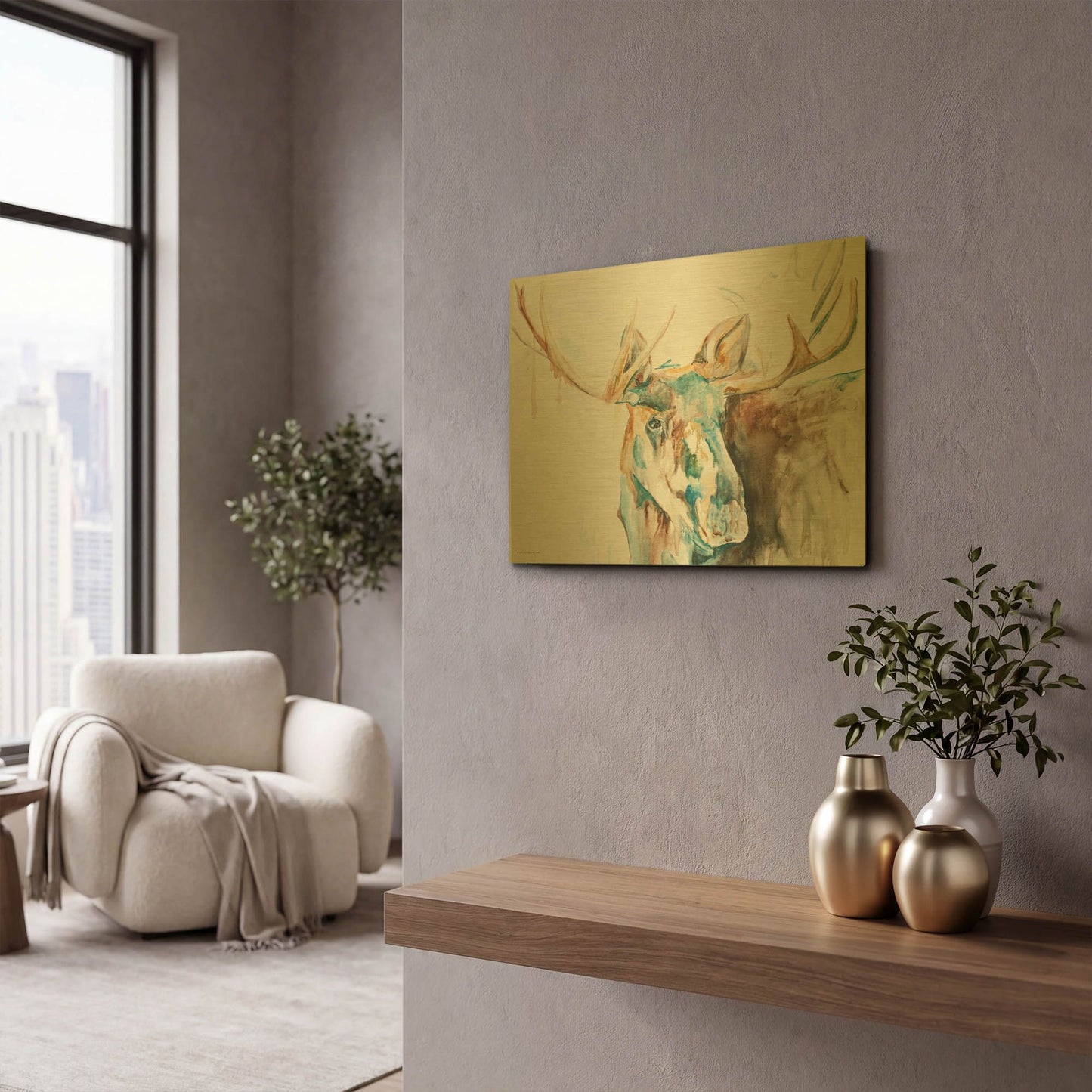 'Water Moose' By Kamdon Kreations Gold Metal Wall Art