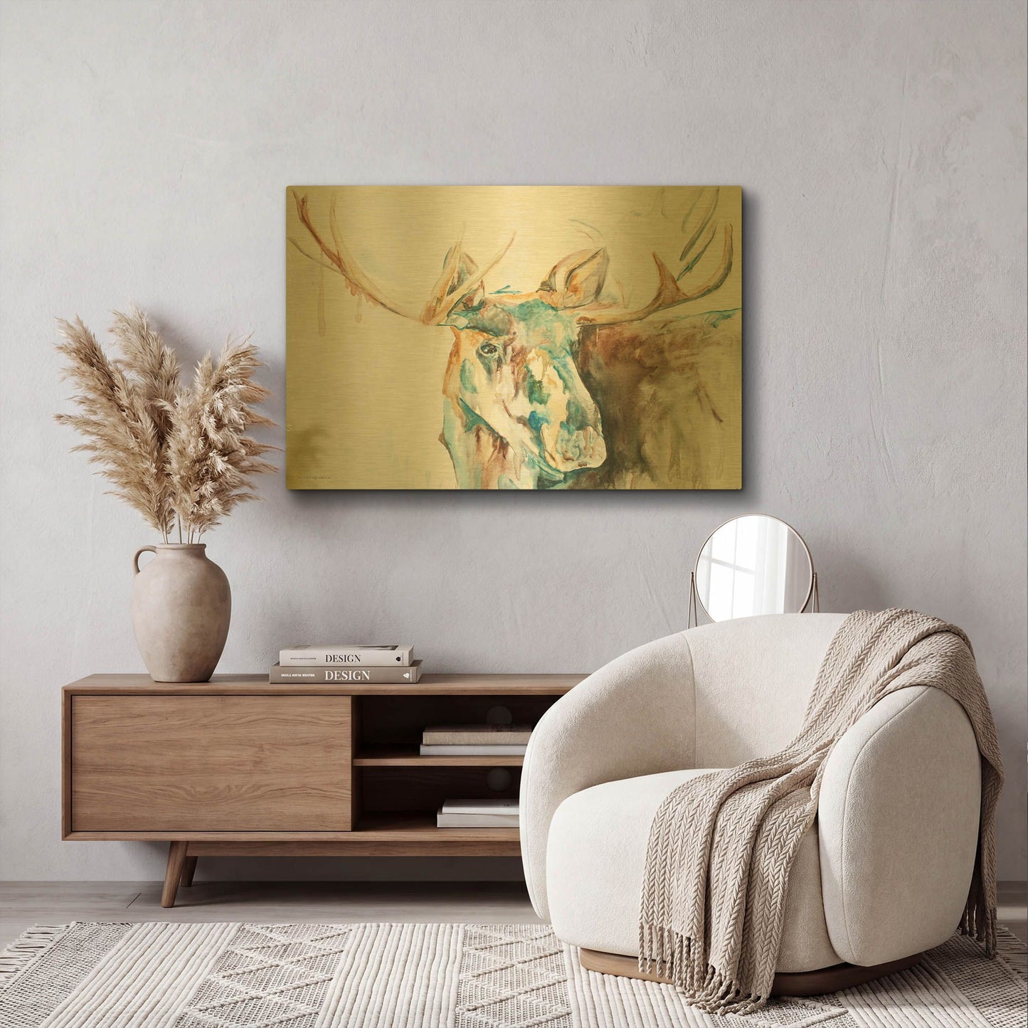 'Water Moose' By Kamdon Kreations Gold Metal Wall Art