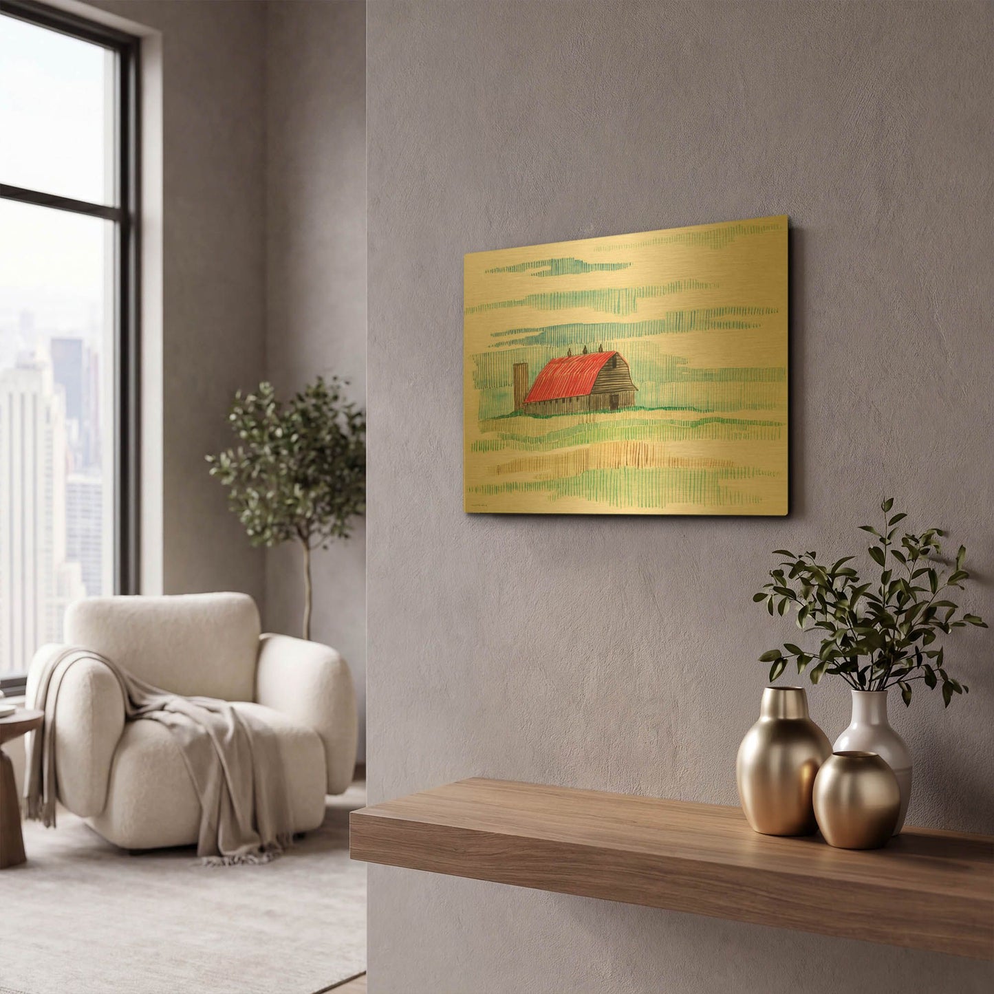 'Patches of Grass' By Kamdon Kreations Gold Metal Wall Art