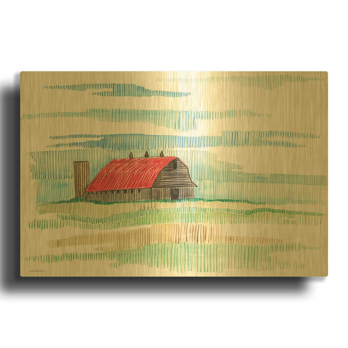 'Patches of Grass' By Kamdon Kreations Gold Metal Wall Art