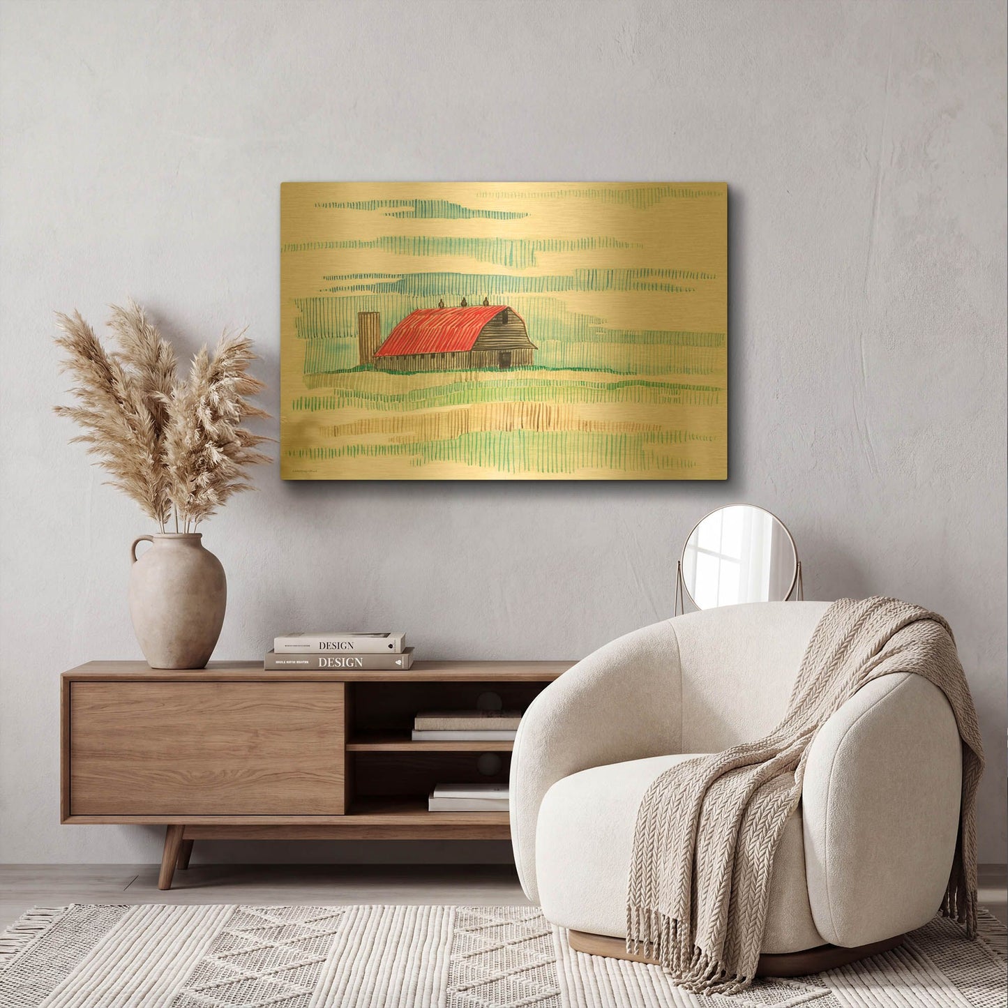 'Patches of Grass' By Kamdon Kreations Gold Metal Wall Art