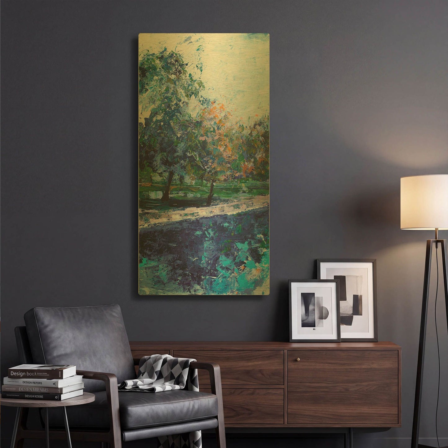 'Mile River 1' By Kamdon Kreations Gold Metal Wall Art