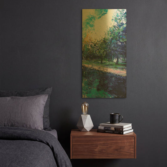 'Mile River 3' By Kamdon Kreations Gold Metal Wall Art