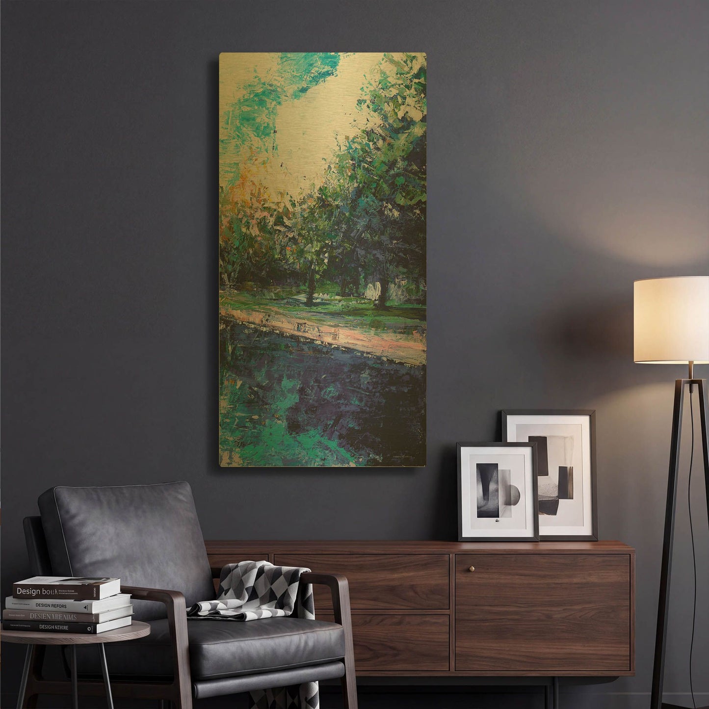 'Mile River 3' By Kamdon Kreations Gold Metal Wall Art