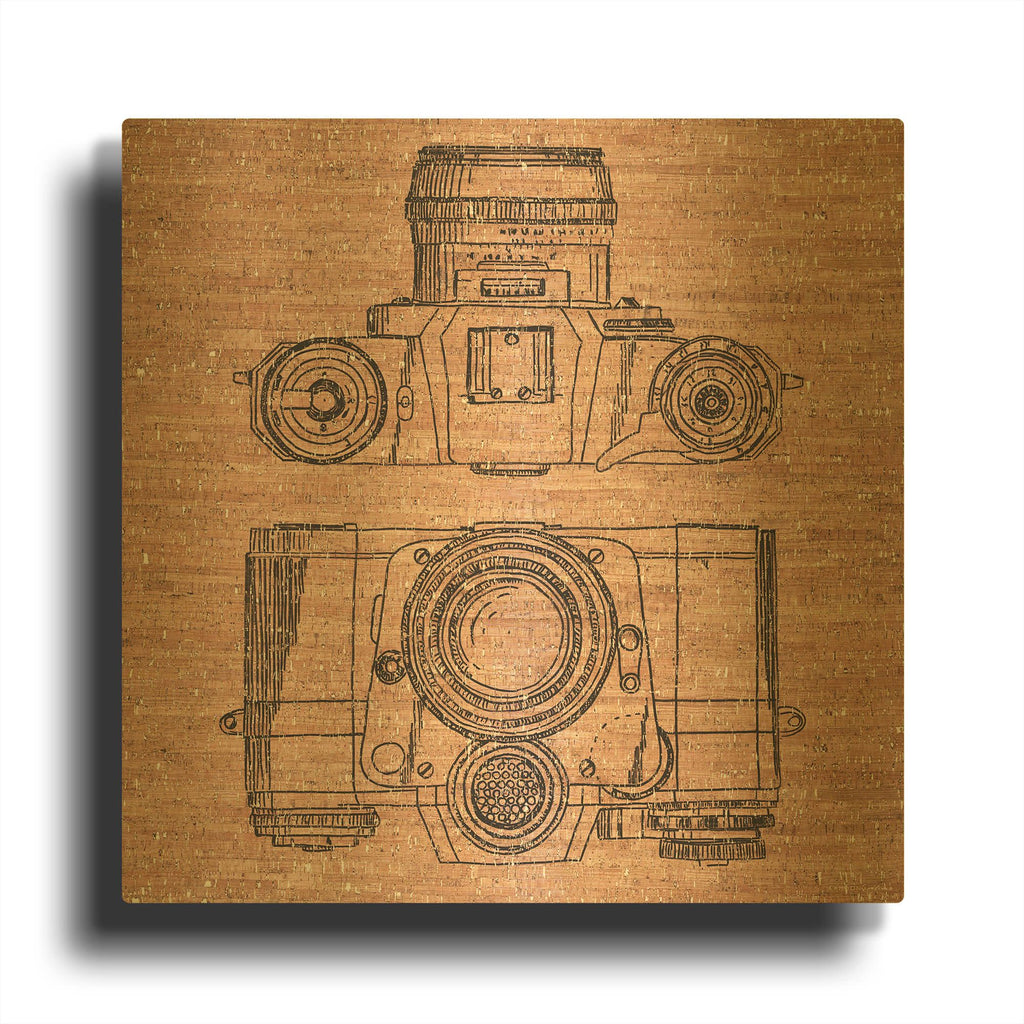 'Cork Camera' By Kamdon Kreations Gold Metal Wall Art