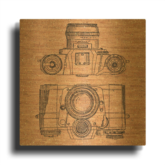 'Cork Camera' By Kamdon Kreations Gold Metal Wall Art