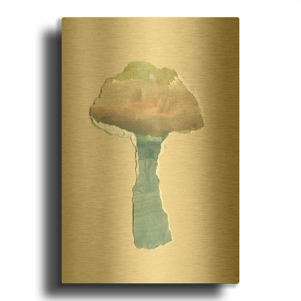 'Mushroom Home' By Kamdon Kreations Gold Metal Wall Art