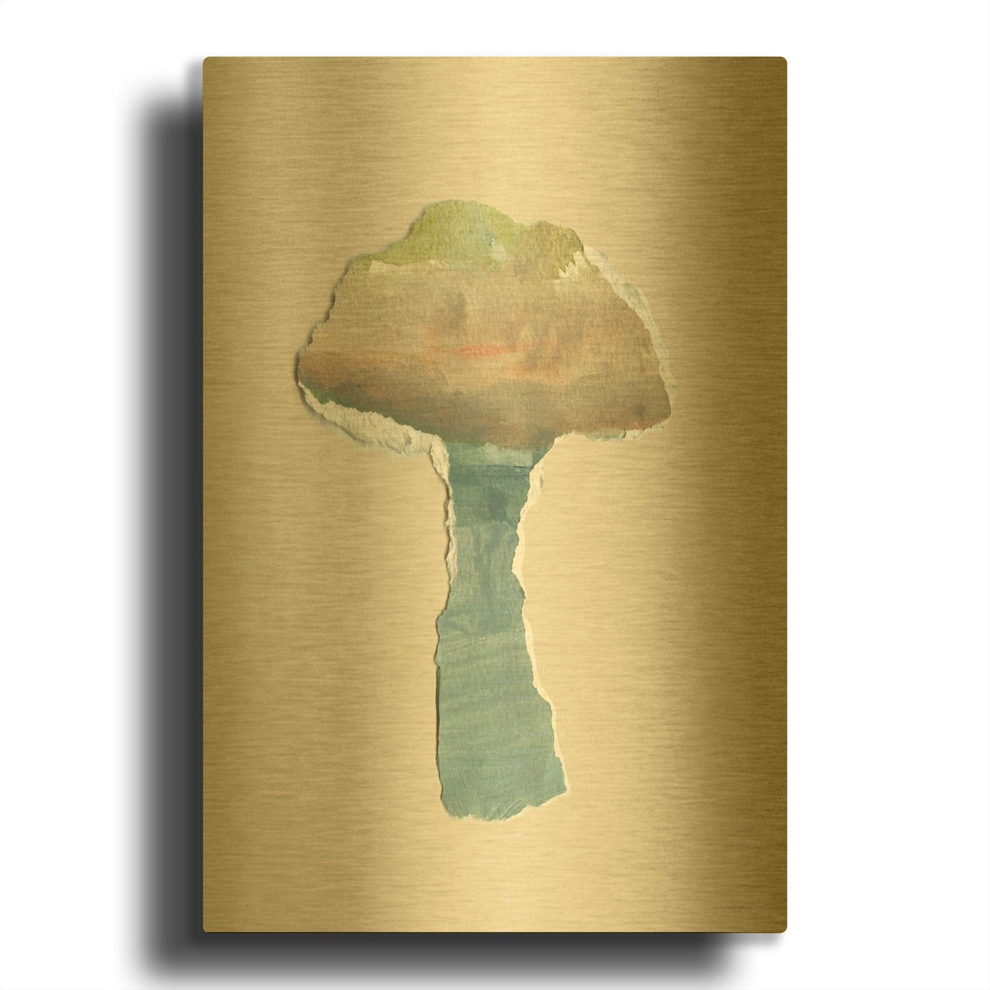 'Mushroom Home' By Kamdon Kreations Gold Metal Wall Art