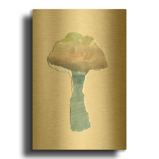 'Mushroom Home' By Kamdon Kreations Gold Metal Wall Art