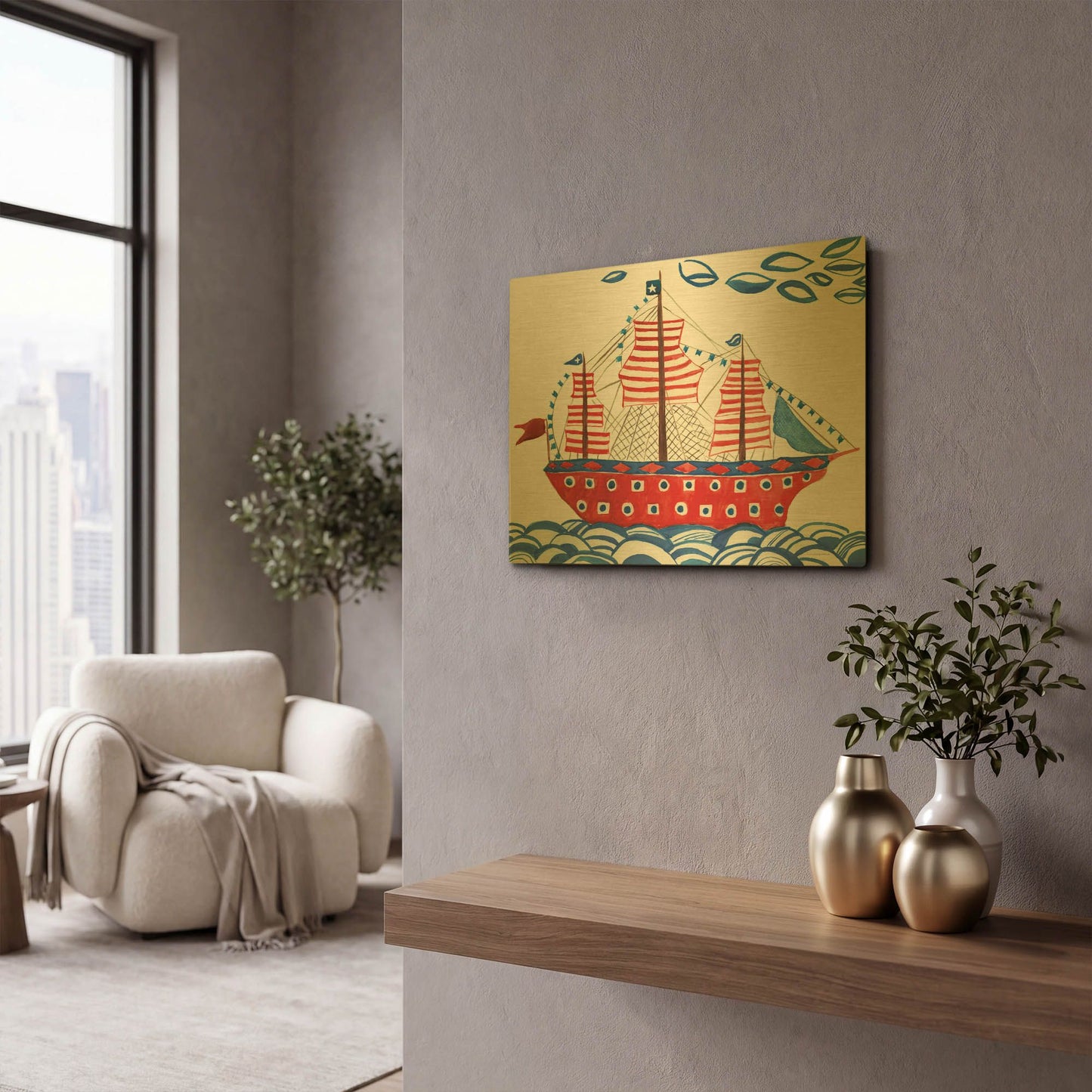 'Nautical Ties' By Kamdon Kreations Gold Metal Wall Art