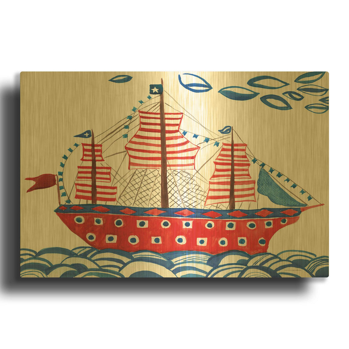 'Nautical Ties' By Kamdon Kreations Gold Metal Wall Art