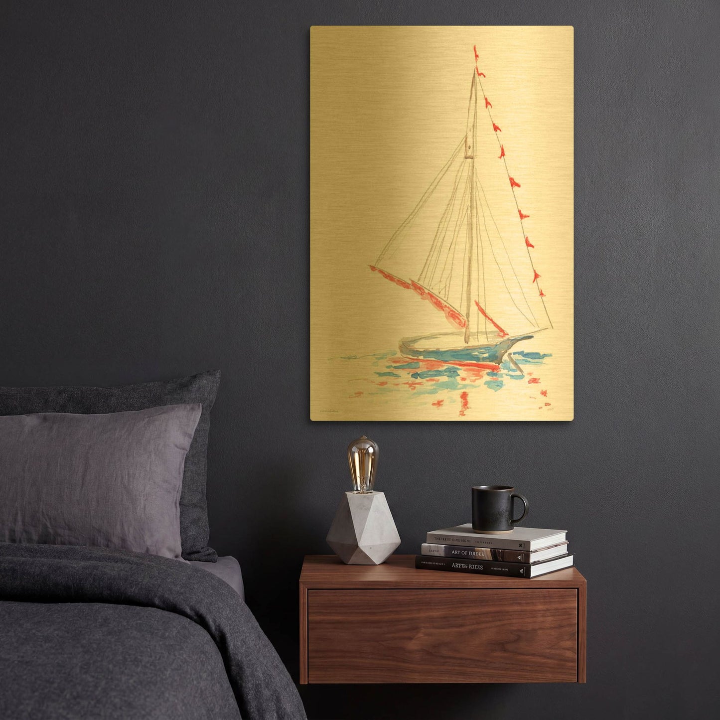 'Boat Parade' By Kamdon Kreations Gold Metal Wall Art
