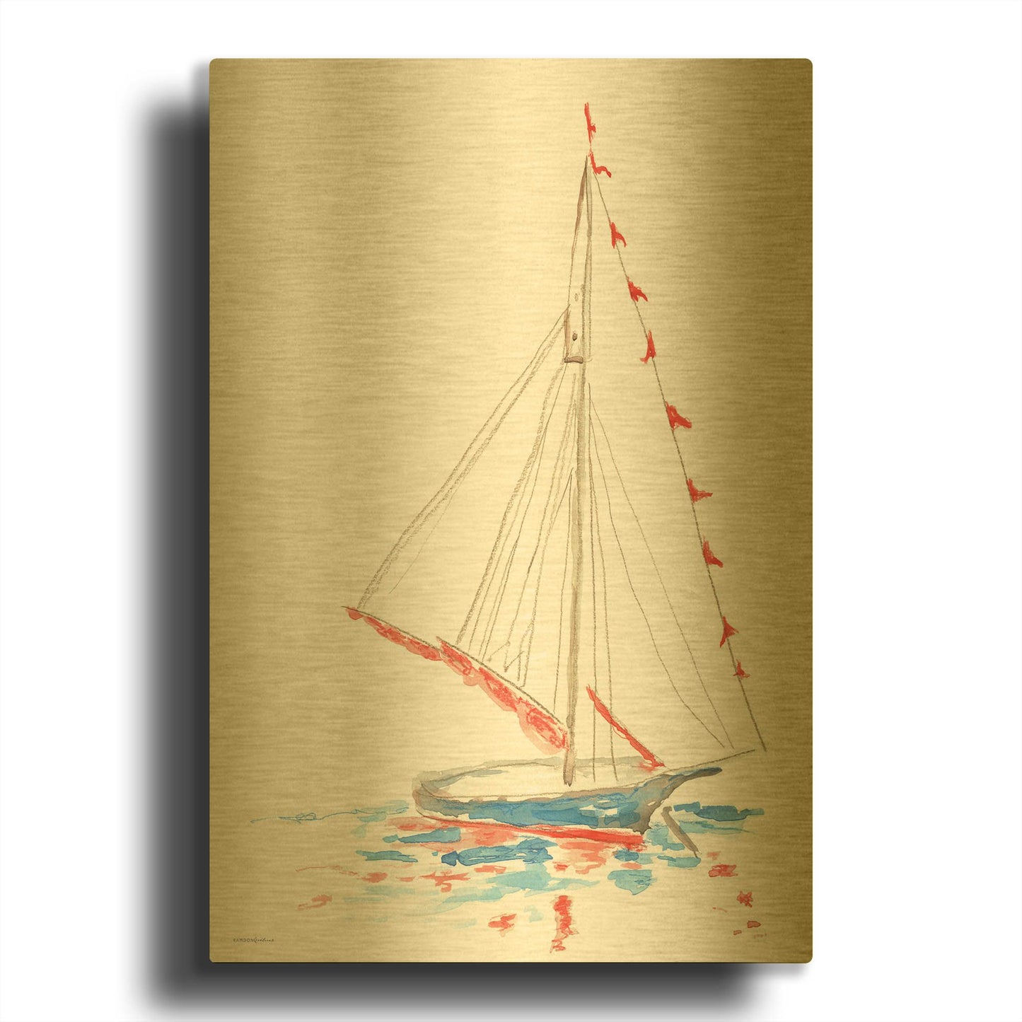 'Boat Parade' By Kamdon Kreations Gold Metal Wall Art