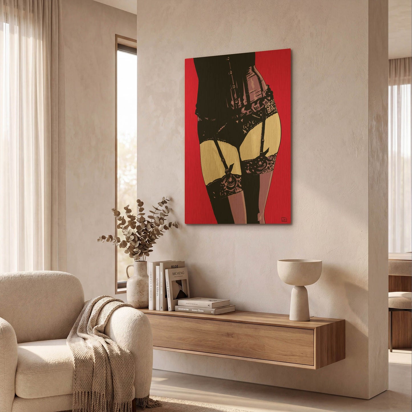 'Purple Corset' By Giuseppe Cristiano Gold Metal Wall Art