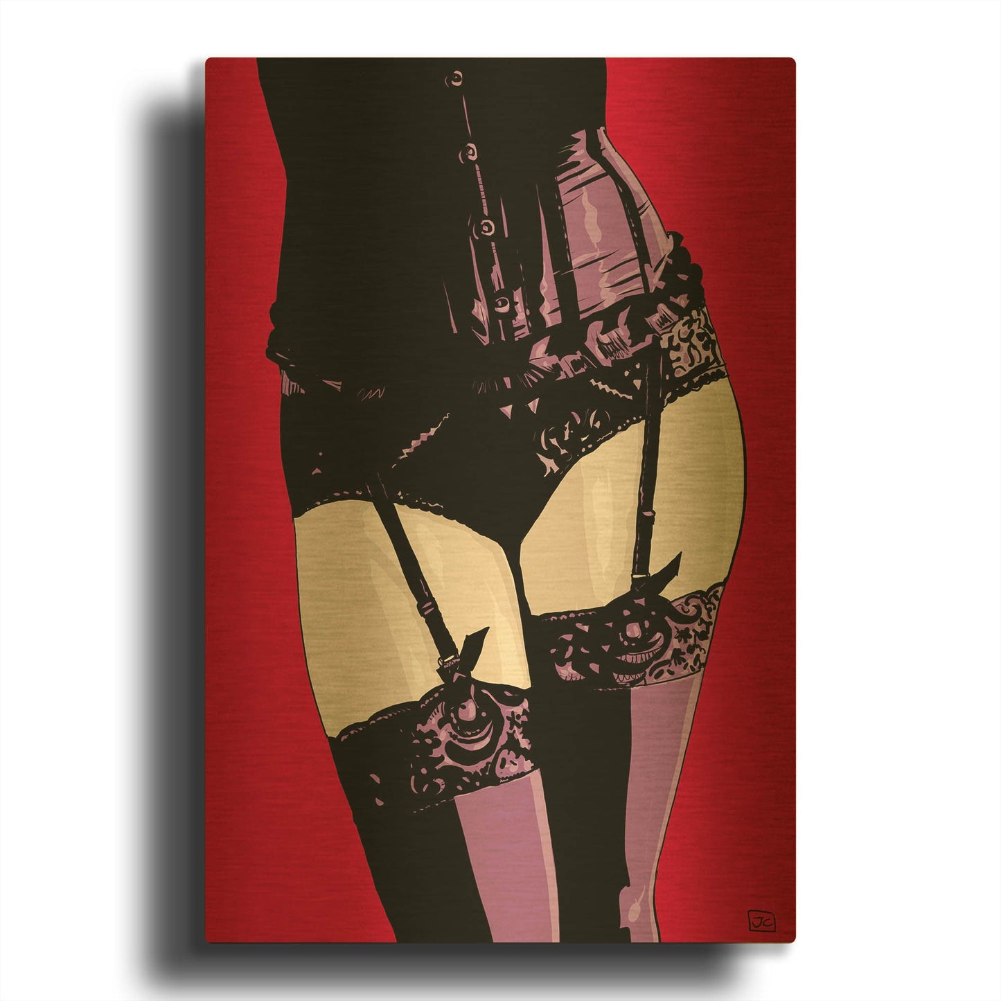 'Purple Corset' By Giuseppe Cristiano Gold Metal Wall Art