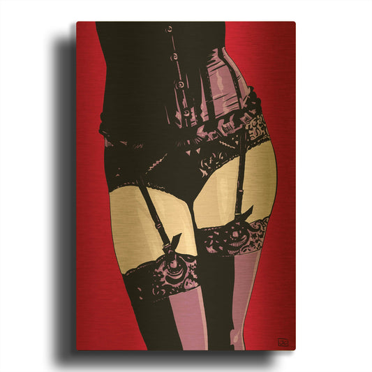 'Purple Corset' By Giuseppe Cristiano Gold Metal Wall Art