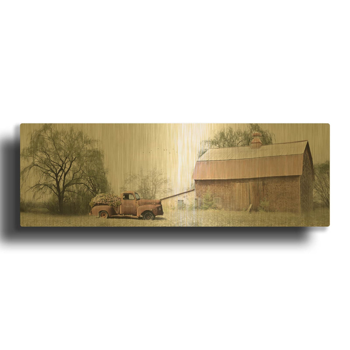 'The Rusty Flower Box' By Lori Deiter Gold Metal Wall Art