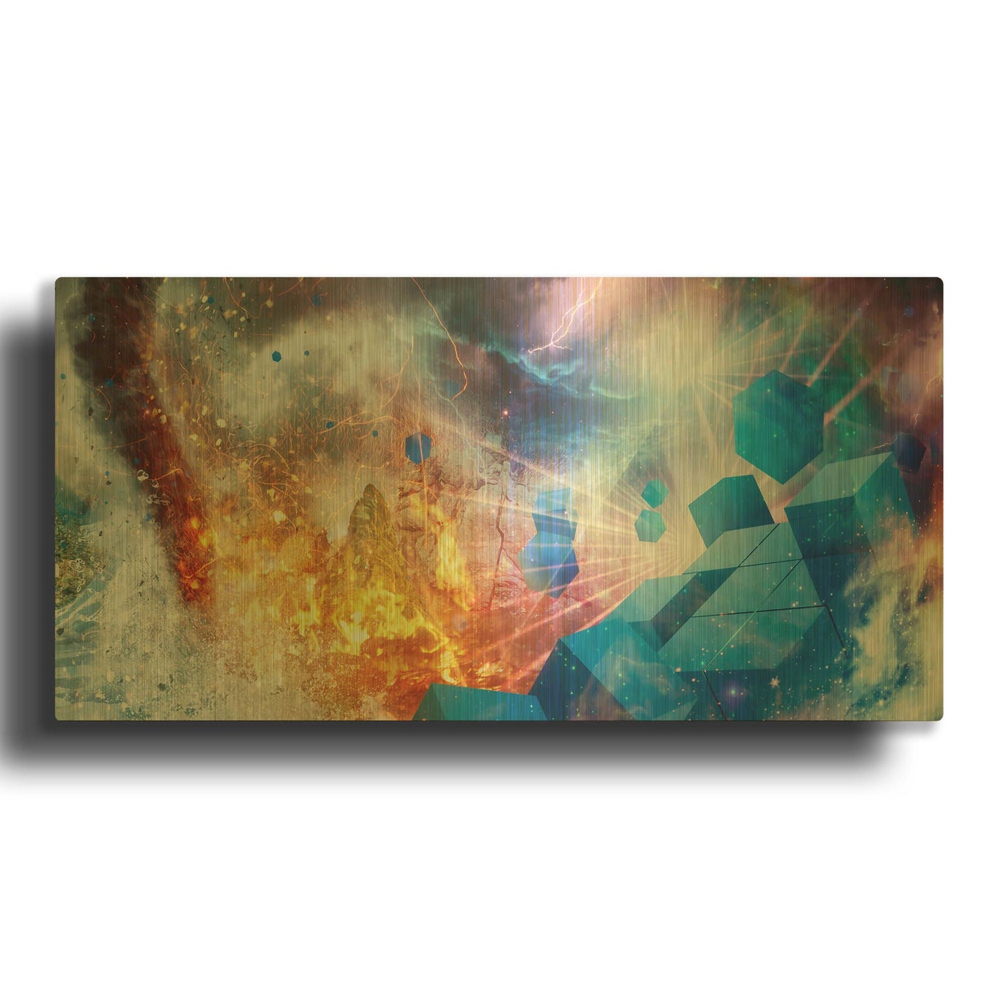 'Press Start 2' By Mario Sanchez Nevado Gold Metal Wall Art