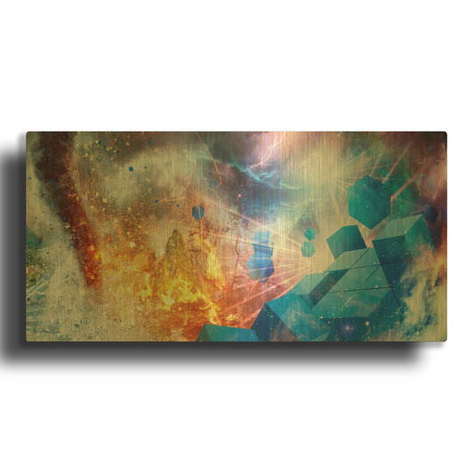 'Press Start 2' By Mario Sanchez Nevado Gold Metal Wall Art