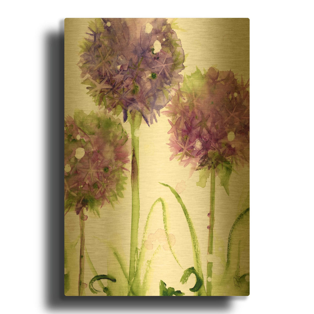 'Alliums' By Dawn Derman Gold Metal Wall Art