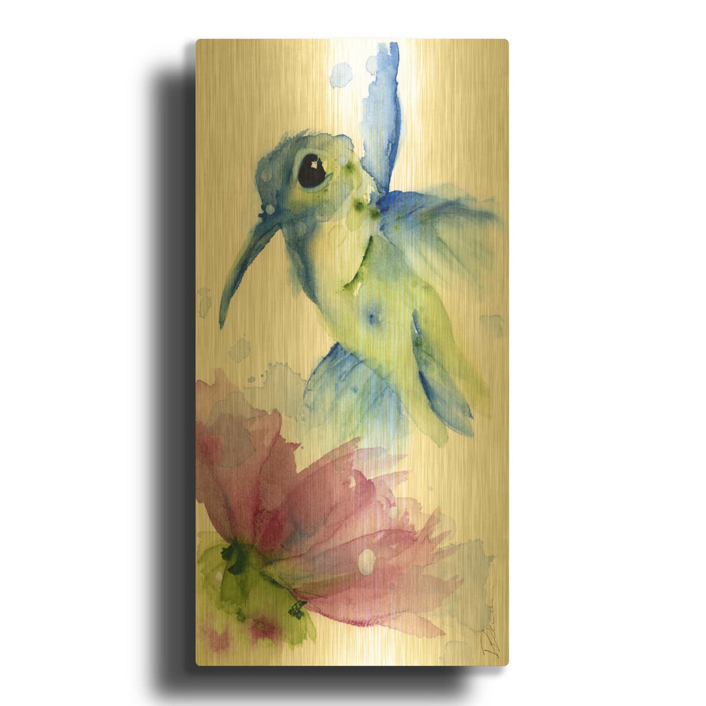 'Lilac and Blue' By Dawn Derman Gold Metal Wall Art