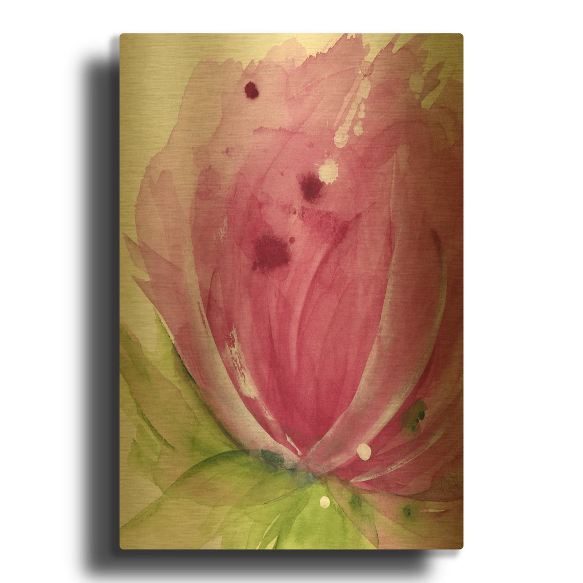 'Pink' By Dawn Derman Gold Metal Wall Art